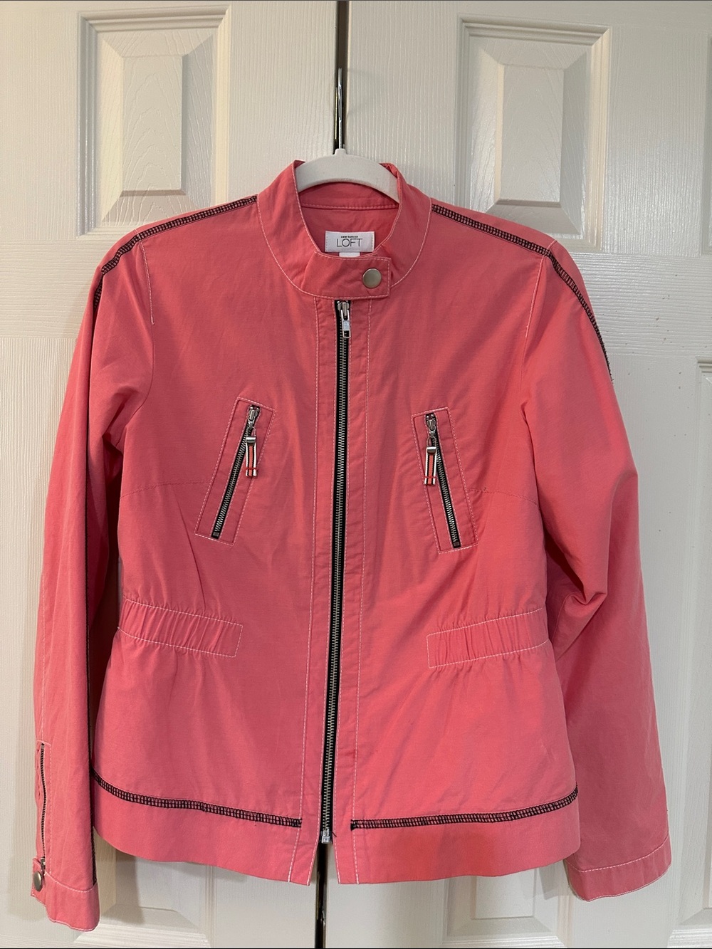 LOFT Coral Pink Zip-Front Utility Jacket